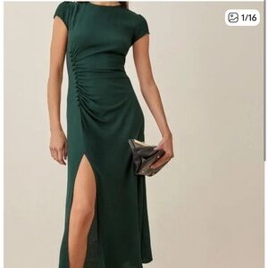 Reformation Forest Green Midi Dress Size 2